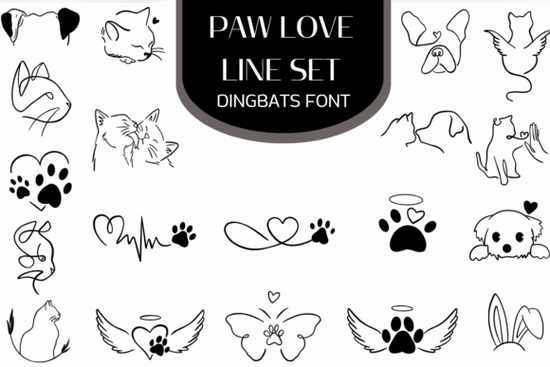 Paw Love Line Set Font